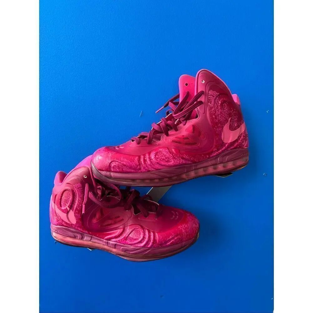 NIKE AIR MAX HYPERPOSITE RASPBERRY RED-PINK FOIL SZ 11.5